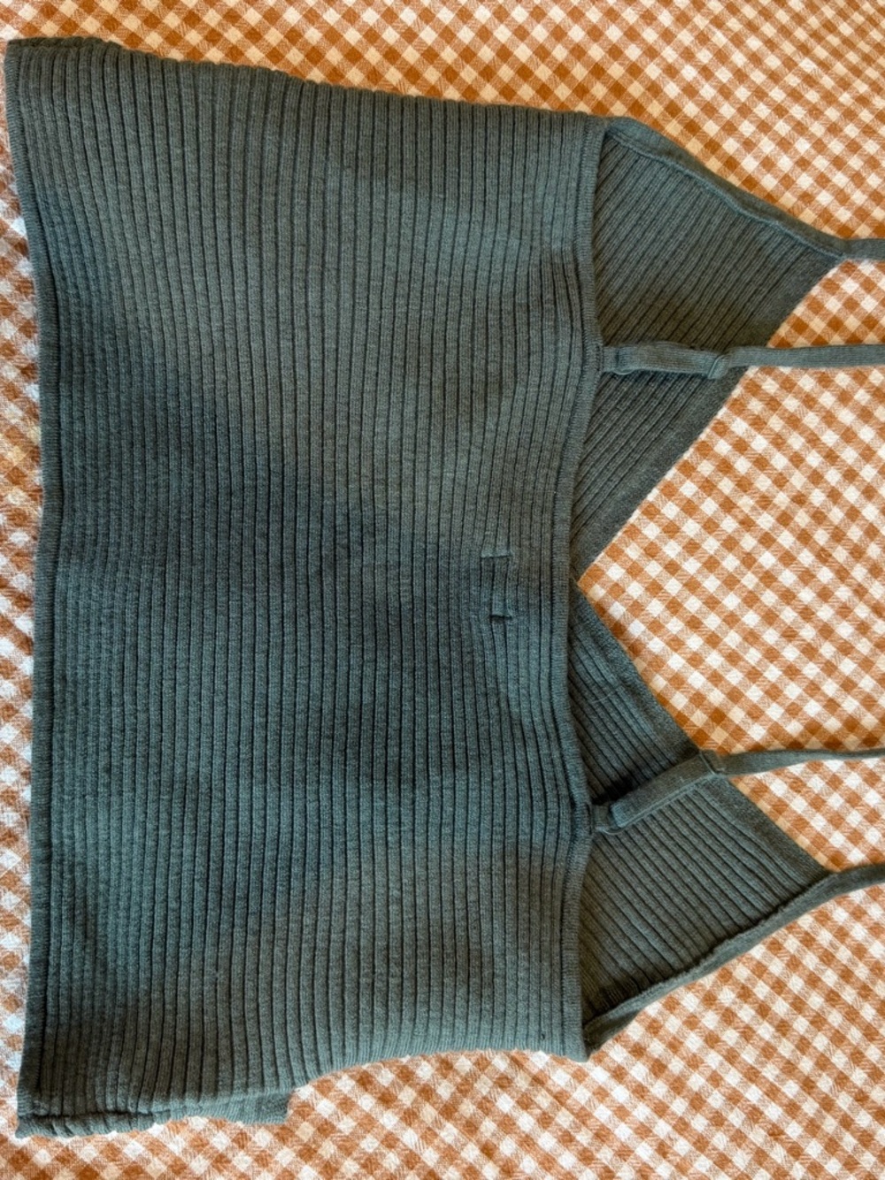 aerie Ribbed Sweater V-Neck Tank Top in Teal Green - Picture 2 of 3